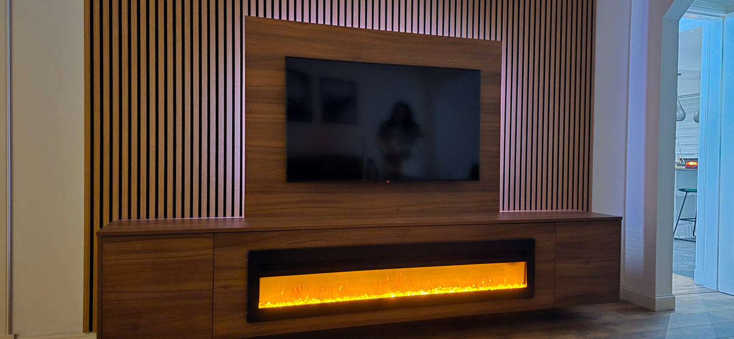 Feature wall Fireplace package with Tv Backpanel and acoustic panels